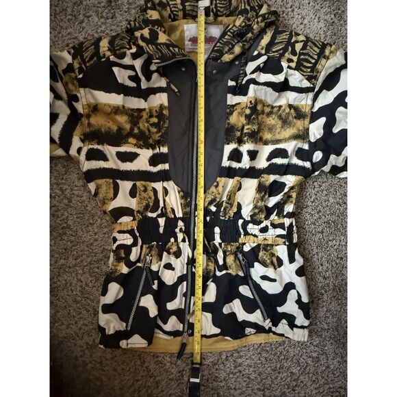 Vintage 90s Obermeyer Abstract Animal Print Ski Jacket - Gold & Black - Size 12 - Picture 11 of 11